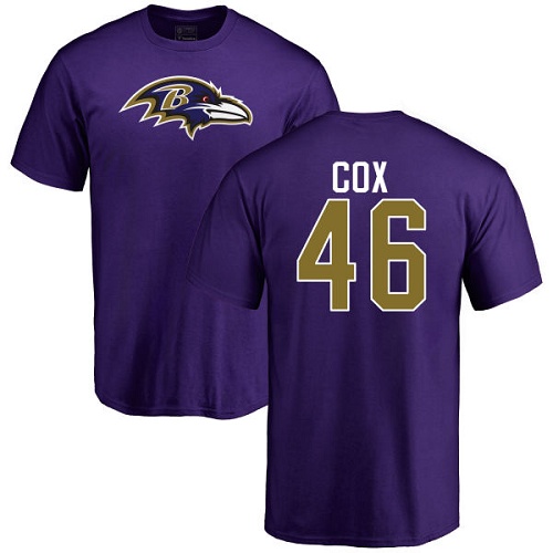 Men Baltimore Ravens Purple Morgan Cox Name and Number Logo NFL Football #46 T Shirt->women nfl jersey->Women Jersey